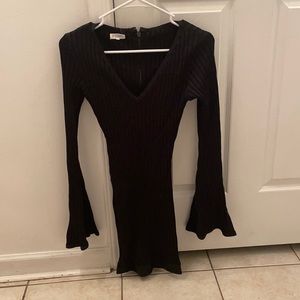 Mistress Rocks flared sleeves black dress.